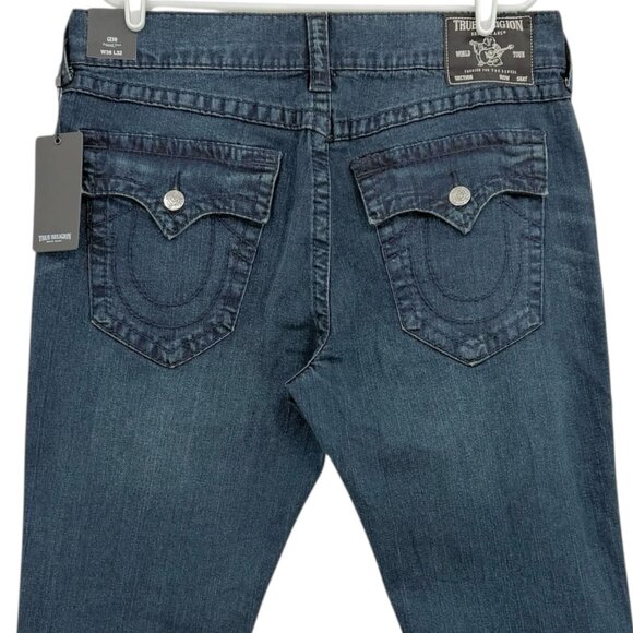 True Religion Men's Geno Relaxed Slim Flap Big T Blue Denim Jeans Size 36x32 NWT - Picture 4 of 13